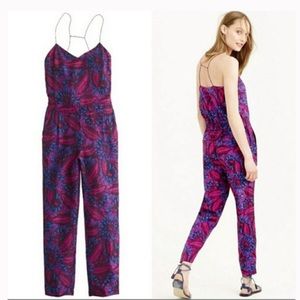 J. Crew Silk Print Jewel Tone Jumpsuit (4P)